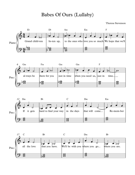 Free Sheet Music Babes Of Ours Lullaby
