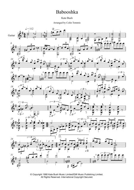 Free Sheet Music Babooshka