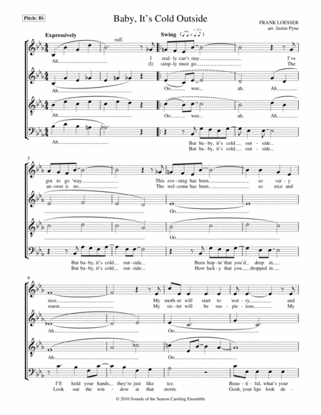 Free Sheet Music Baby Its Cold Outside 4 Part Carol