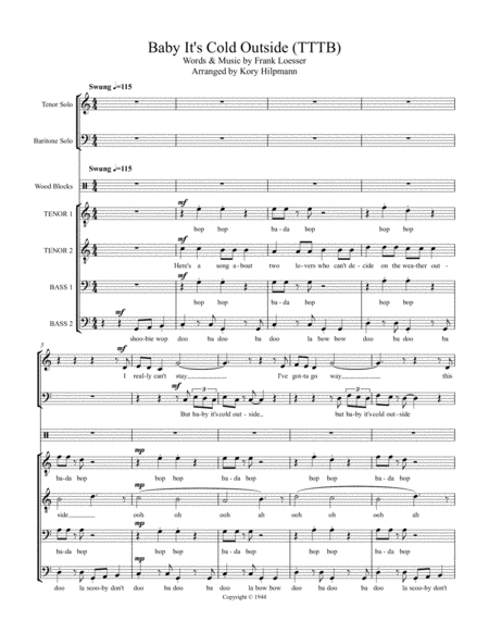 Baby Its Cold Outside A Cappella Parody Ttbb Sheet Music