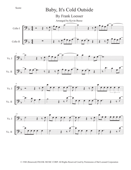 Baby Its Cold Outside Cello Duet Sheet Music