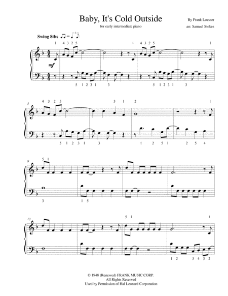 Free Sheet Music Baby Its Cold Outside For Early Intermediate Piano