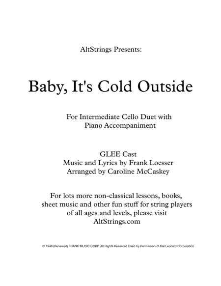 Free Sheet Music Baby Its Cold Outside Intermediate Cello Duet