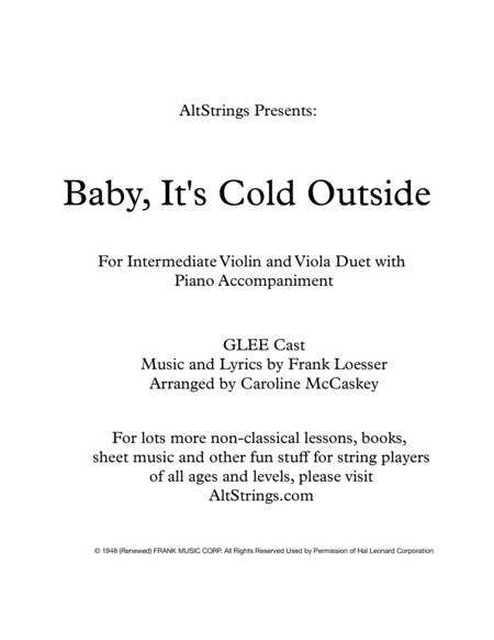 Free Sheet Music Baby Its Cold Outside Intermediate Violin And Viola Duet