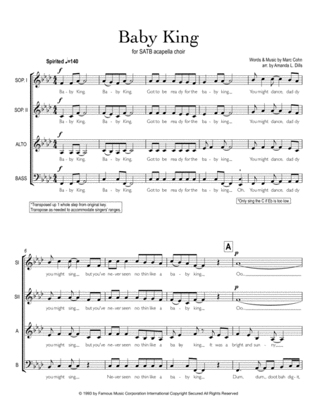 Free Sheet Music Baby King Ssab