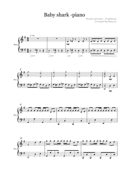 Baby Shark Piano Sheet Music