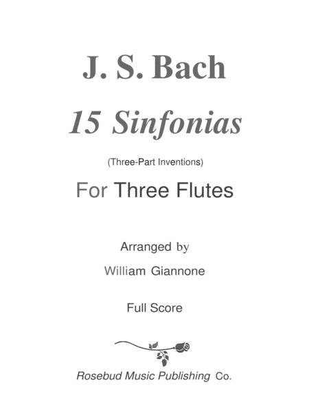 Bach 15 Three Part Inventions For 3 Flutes Full Score Sheet Music