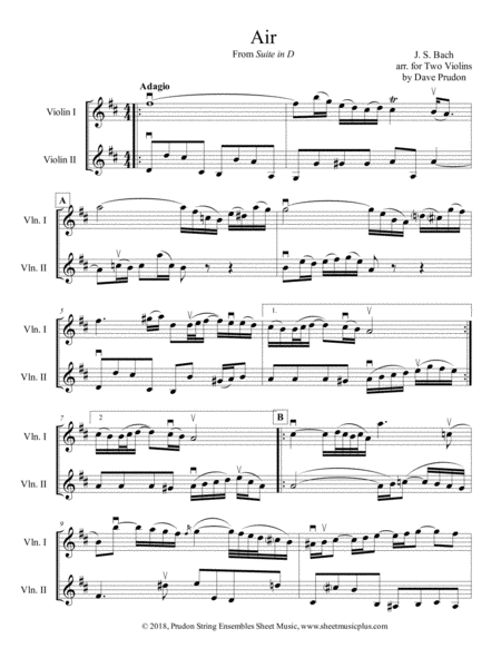 Bach Air For Two Violins Sheet Music