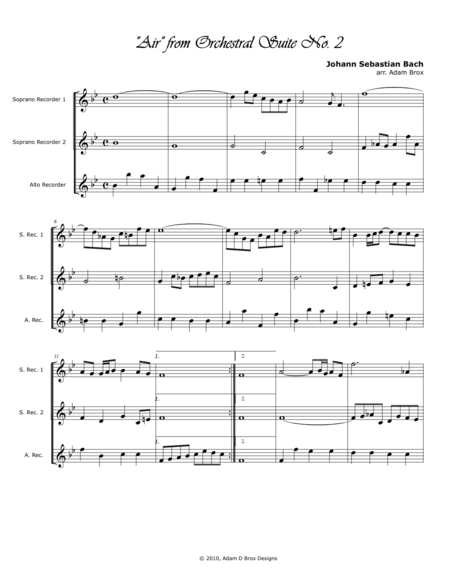 Free Sheet Music Bach Air