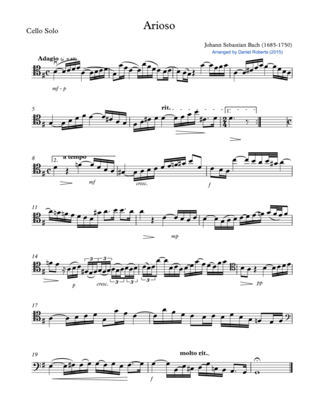 Free Sheet Music Bach Arioso Bwv 156 For Cello And Chamber Orchestra Parts