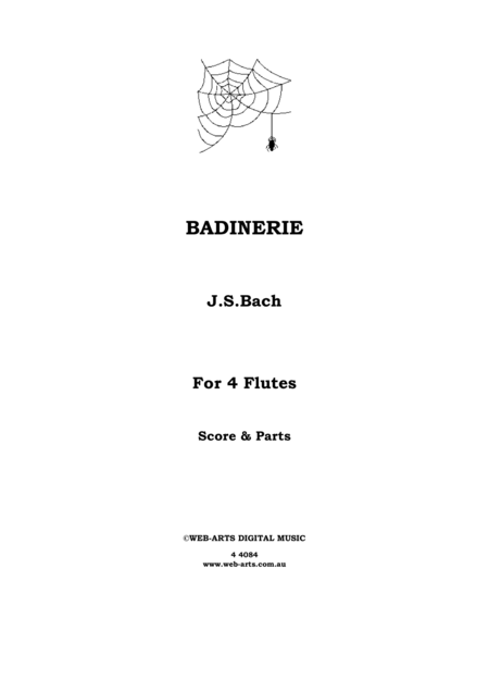 Bach Badinerie From Suite In B Minor For 4 Flutes Sheet Music