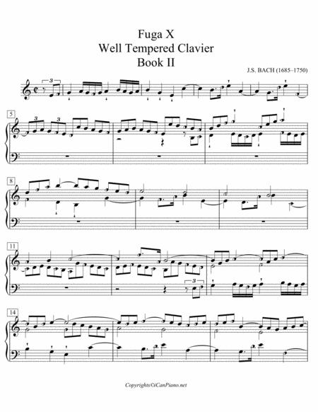 Bach Fugue No 10 Well Tempered Clavier Book Ii Bwv 879 Icanpiano Style Sheet Music