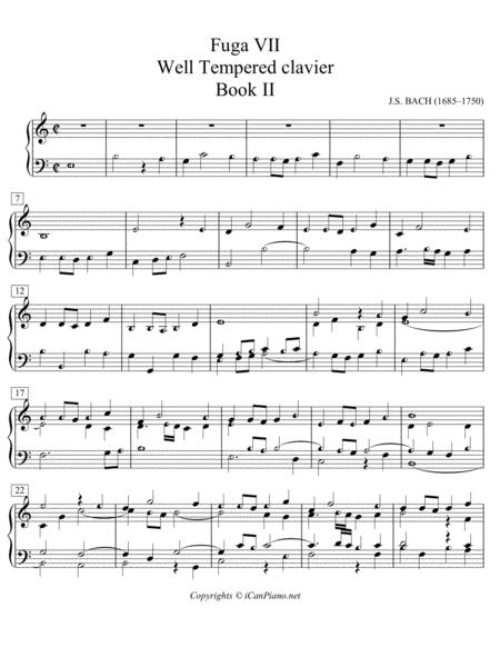 Bach Fugue No 7 Well Tempered Clavier Book Ii Bwv 876 Icanpiano Style Sheet Music