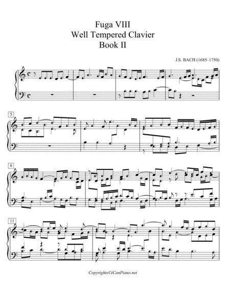 Bach Fugue No 8 Well Tempered Clavier Book Ii Bwv 877 Icanpiano Style Sheet Music