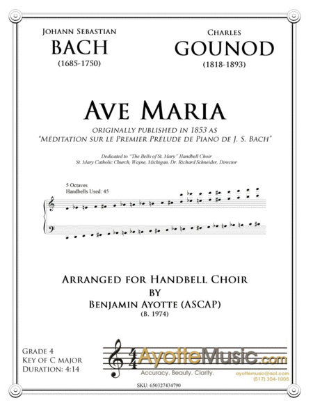 Free Sheet Music Bach Gounod Ave Maria For Handbell Choir
