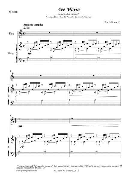 Bach Gounod Ave Maria Schwencke Version For Flute Piano Sheet Music