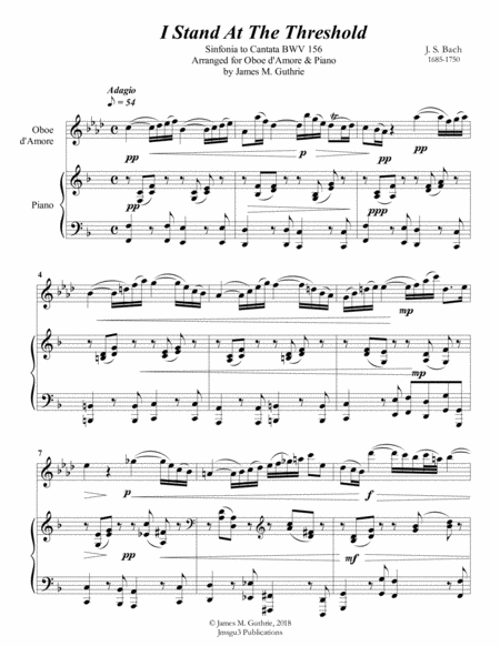 Bach I Stand At The Threshold For Oboe D Amore Piano Sheet Music