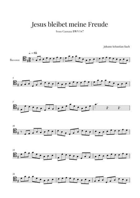 Free Sheet Music Bach Jesus Bleibet Meine Freude For Bassoon