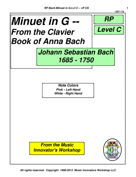 Bach Minuet In G Key Map Tablature Sheet Music