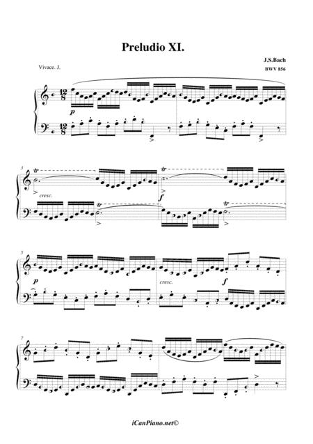 Bach Prelude No 11 Bwv 856 Icanpiano Style Sheet Music