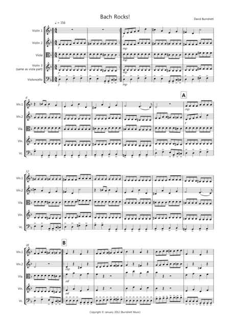 Bach Rocks For String Quartet Sheet Music