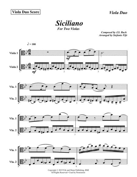 Bach Siciliano For Two Violas Sheet Music