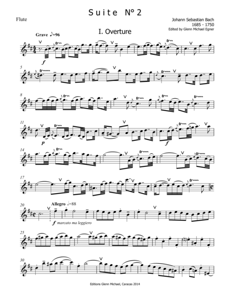 Bach Suite 2 In B Minor For Flute Strings Sheet Music