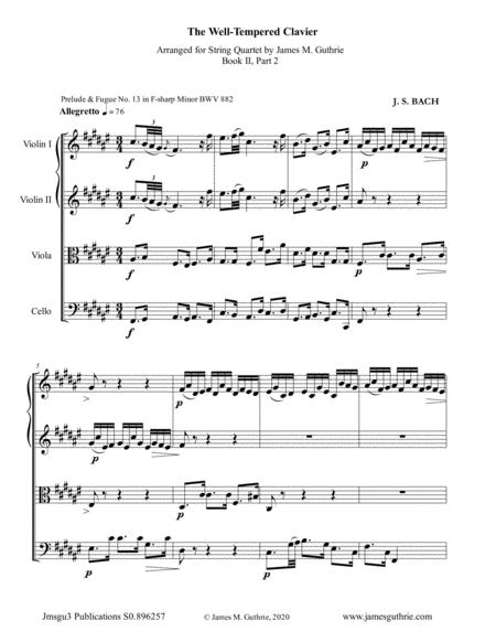 Free Sheet Music Bach The Well Tempered Clavier Book Ii Part 2 For String Quartet