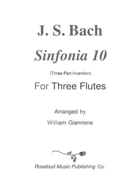 Bach Three Part Invention 10 For 3 Flutes Sheet Music