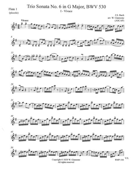 Bach Trio Sonata No 6 In G Major Bvw 530 Parts Flute Oboe Bassoon Sheet Music