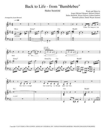 Free Sheet Music Back To Life From Bumblebee