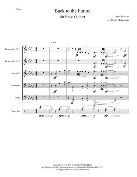 Free Sheet Music Back To The Future Brass Quintet