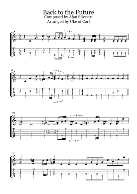 Back To The Future Theme Solo Ukulele Sheet Music