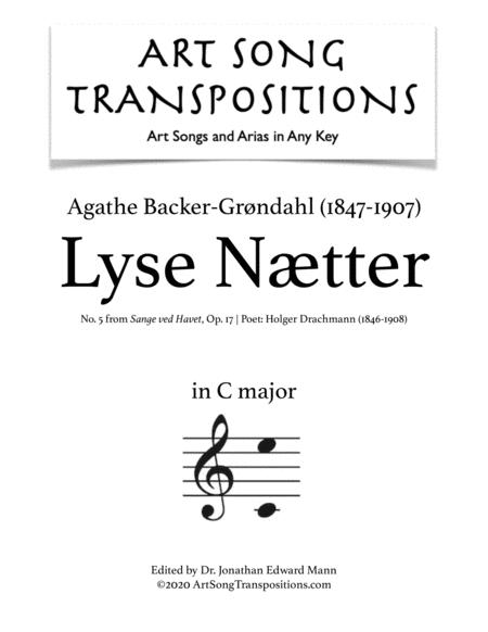 Backer Grndahl Lyse Ntter Op 17 No 5 Transposed To C Major Sheet Music