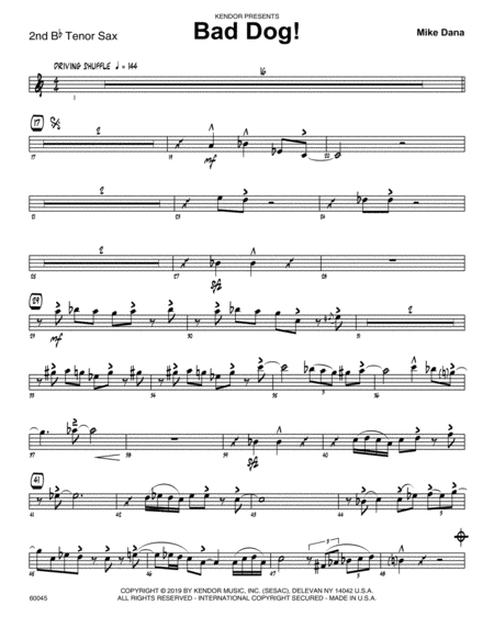 Bad Dog 2nd Bb Tenor Saxophone Sheet Music