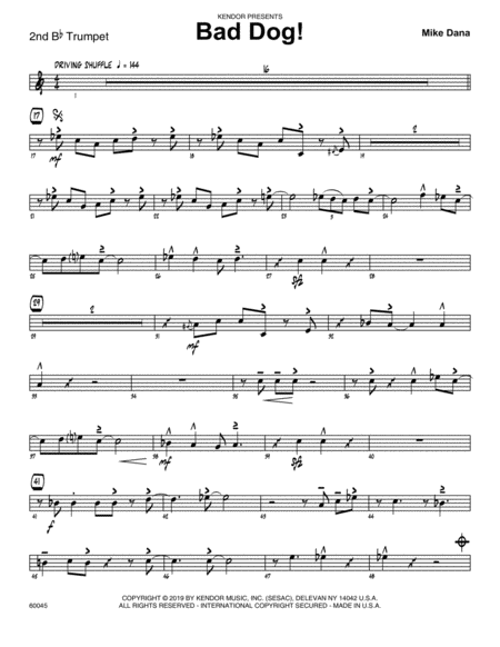 Bad Dog 2nd Bb Trumpet Sheet Music