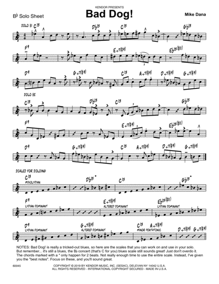 Free Sheet Music Bad Dog Bb Solo Sheet