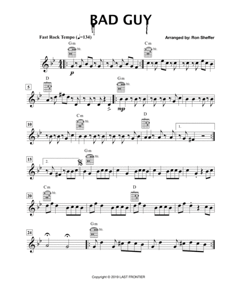 Free Sheet Music Bad Guy Billie Eilish Lead Sheet