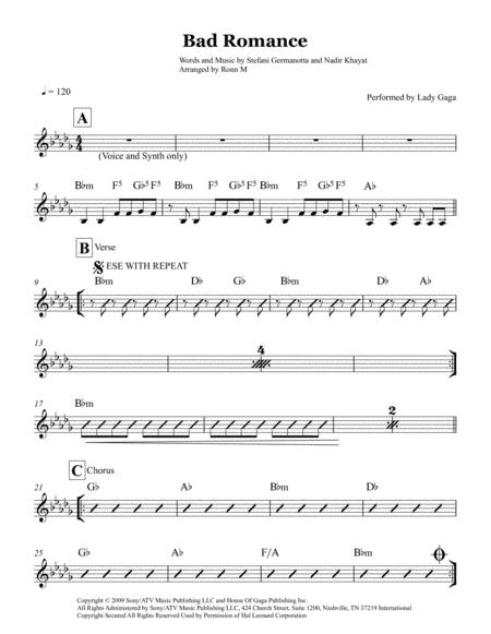 Bad Romance Lead Sheet Performed By Lady Gaga Sheet Music