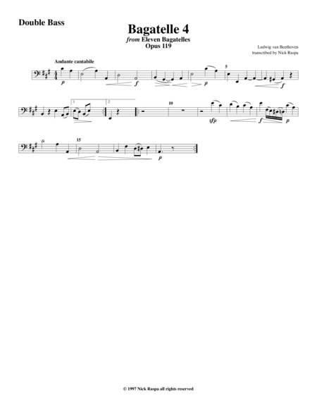 Free Sheet Music Bagatelle 4 For String Orchestra Double Bass Part