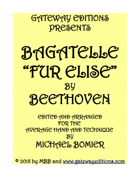 Free Sheet Music Bagatelle Fur Elise For Piano Solo