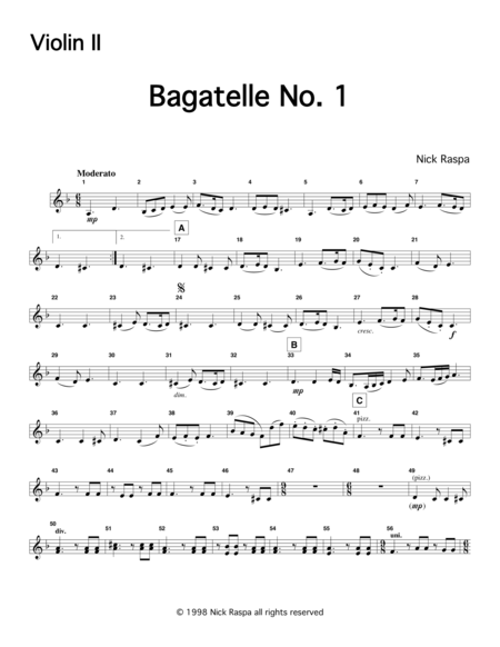 Bagatelle No 1 Violin 2 Part Sheet Music