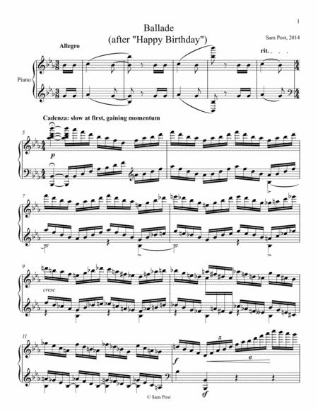 Ballade On The Happy Birthday Theme Op 8 Sheet Music