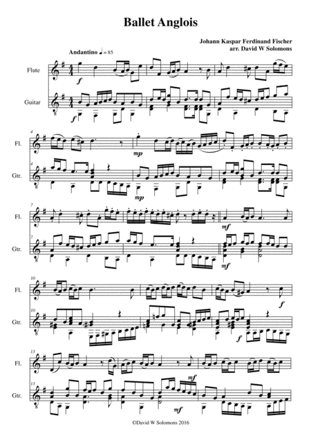 Ballet Anglois With Variations For Flute And Guitar Sheet Music