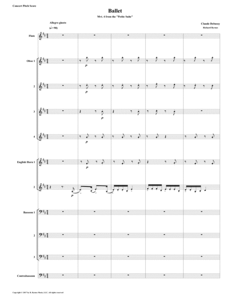 Free Sheet Music Ballet Mvt 4 From Debussys Petite Suite For Double Reed Choir Flute