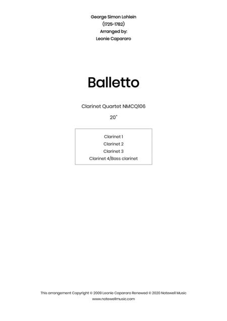 Balletto Clarinet Quartet Sheet Music