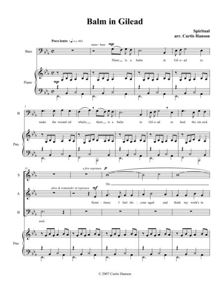 Free Sheet Music Balm In Gilead Satb