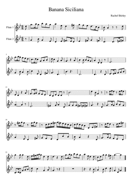 Banana Siciliana Flute Duet Sheet Music