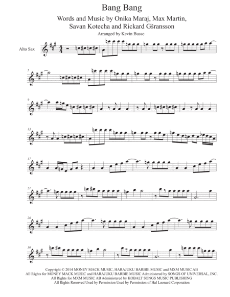 Bang Bang Alto Sax Sheet Music