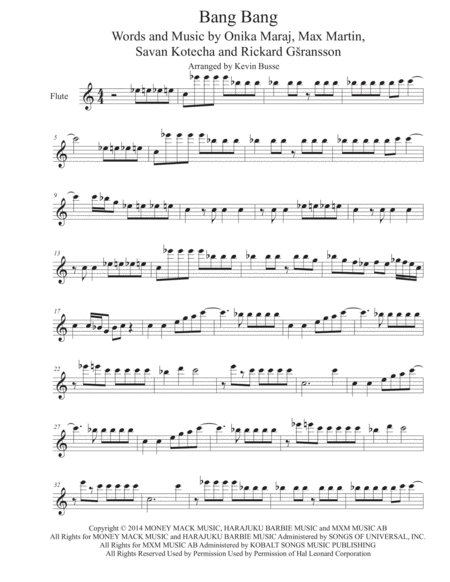 Bang Bang Flute Sheet Music